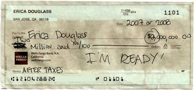 Million dollar check.